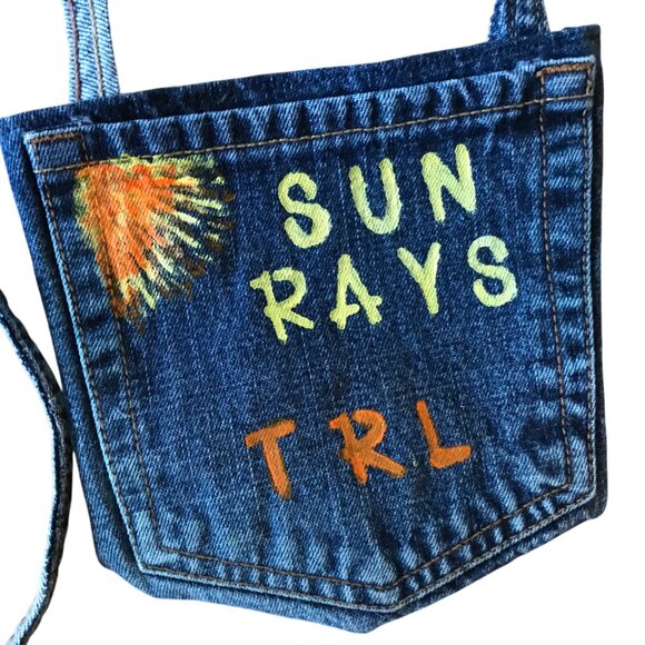 Handmade Crossbody Bag: Recycled Denim Table Rock Lake Theme Cell Phone Holder - Picture 1 of 12